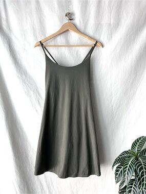 Minimal Olive Green Athletic Mini Dress with built in bra and shorts
